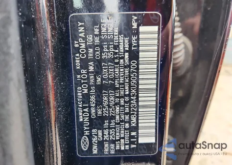 2019 Hyundai Tucson Se из США, поврежденный, VIN KM8J23A43KU905700